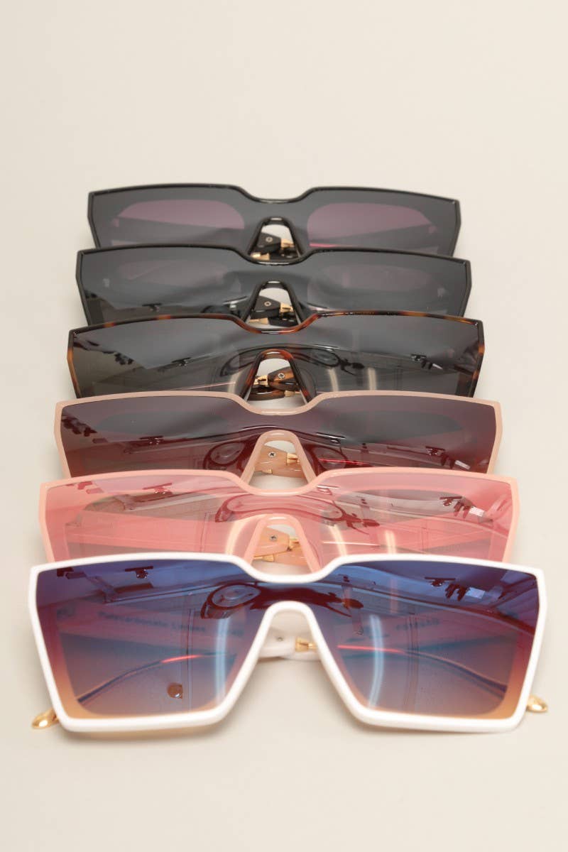 Unisex Color block Rectangular Sunglasses