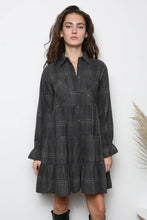 Load image into Gallery viewer, PLAID TIERED A LINE SHIRTDRESS
