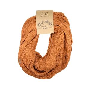 Solid Cable Knit CC Infinity Scarf