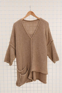 Asymmetric Oversized Sweater with Pocket - made in Italy
