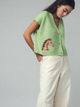 Load image into Gallery viewer, Western Horse V Neck Cropped Cardigan