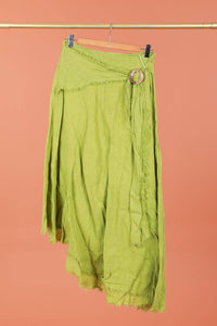 Italian Linen Wrap Skirt with Buckle Loop