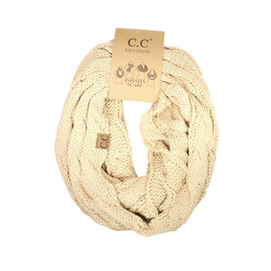 Solid Cable Knit CC Infinity Scarf