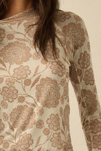 Load image into Gallery viewer, Toby Floral Print Mesh Mock-Neck Raglan Top
