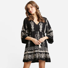 Load image into Gallery viewer, Embroidered Lace Pattern Tassels Deco Mini Dress