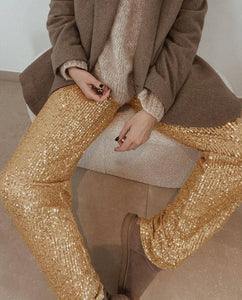 Sequin Long Loose Pants