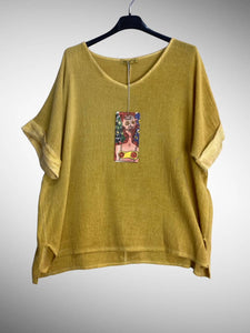 Italian Cotton Linen Rolled Sleeve T-shirt