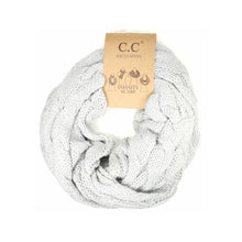 Load image into Gallery viewer, Metallic Cable Knit CC Infinity Scarf SF800MET