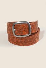 Load image into Gallery viewer, Etched Floral Faux Leather Belt