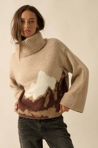 Mountains Fuzzy Turtleneck Sweater