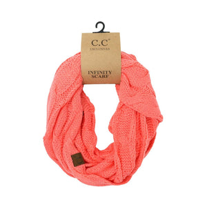 Solid Cable Knit CC Infinity Scarf