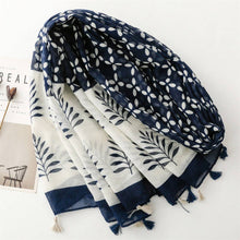Load image into Gallery viewer, Blue &amp; White Boho Scarf