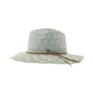 Horseshoe Lace Knit with Braided Suede Trim C.C Panama Hat K