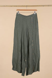 Italian Linen Pants Button Detail