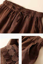 Load image into Gallery viewer, Floral crochet lace patchwork cotton linen shorts