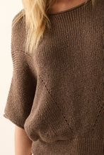 Load image into Gallery viewer, Gia Short-Sleeve Pointelle Ribbed Knit Sweater