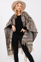Load image into Gallery viewer, Striped Aztec Fringe Ruana