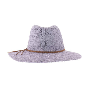 Horseshoe Lace Knit with Braided Suede Trim C.C Panama Hat K