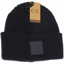 Load image into Gallery viewer, Solid Ribbed CC Beanie with Rubber Patch