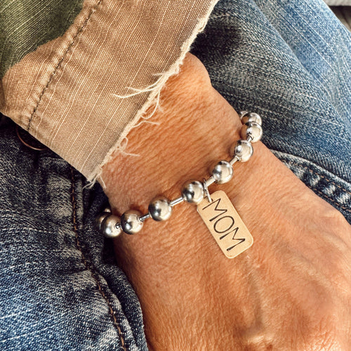 Hand Stamped MOM or MAMA Brass Tag Bracelet