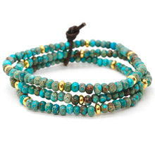 Load image into Gallery viewer, Turquoise Jasper + Gold Bracelet Bundle