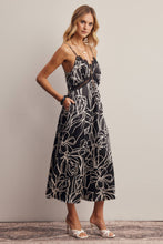 Load image into Gallery viewer, Flora Lace Trim Satin Midi Dress
