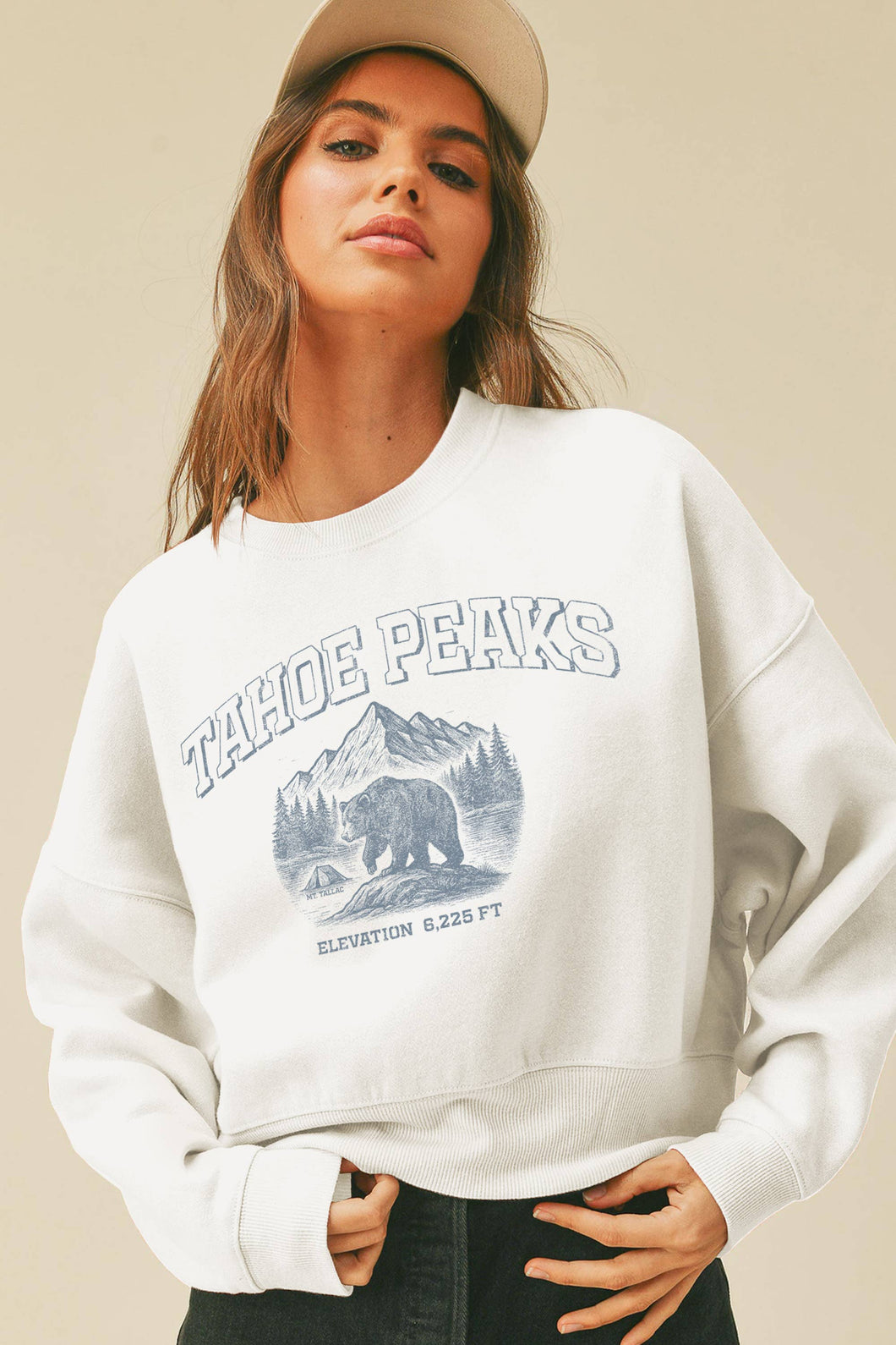 Tahoe Peaks Short Cropped Long Sleeve Sweatshirt