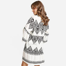 Load image into Gallery viewer, Boho Pattern Print Drawstring Mini Dress