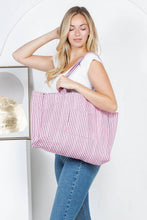 Load image into Gallery viewer, Striped Cherry Reversible Quilted Cotton Tote Bag