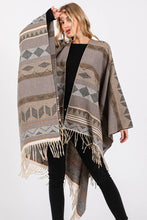 Load image into Gallery viewer, Striped Aztec Fringe Ruana
