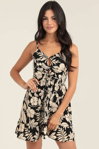 Black Floral PEEK A BOO DRESS