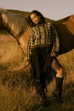 Load image into Gallery viewer, Boho Faux Suede and Lace Buckled-Waist Maxi Skirt