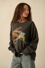 Load image into Gallery viewer, Flying Birds Waffle-Knit Vintage-Wash Sweatshirt
