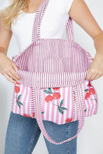 Load image into Gallery viewer, Striped Cherry Reversible Quilted Cotton Tote Bag