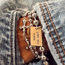 Load image into Gallery viewer, Hand Stamped LOVE YOU MAMA Bracelet, Stainless &amp; Brass