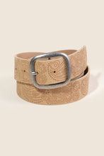 Load image into Gallery viewer, Etched Floral Faux Leather Belt