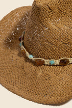 Load image into Gallery viewer, Mixed Beaded And Rope Western Fedora Straw Hat