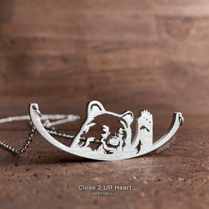 Bear Waving Stainless Steel Necklace