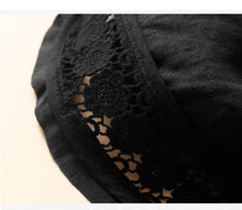 Load image into Gallery viewer, Floral crochet lace patchwork cotton linen shorts