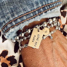 Load image into Gallery viewer, Hand Stamped LOVE YOU MAMA Bracelet, Stainless &amp; Brass