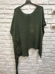Nottie Long Asymmetrical Cotton Sweater- France