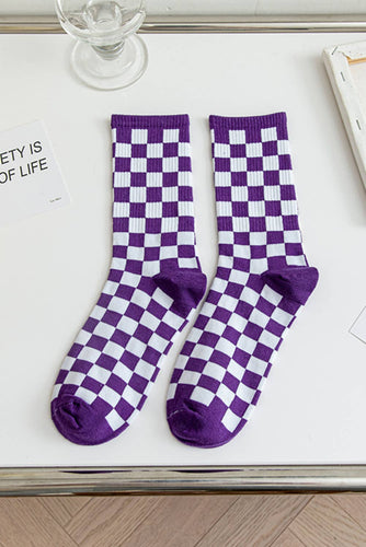 Checkerboard Printed Cotton Socks