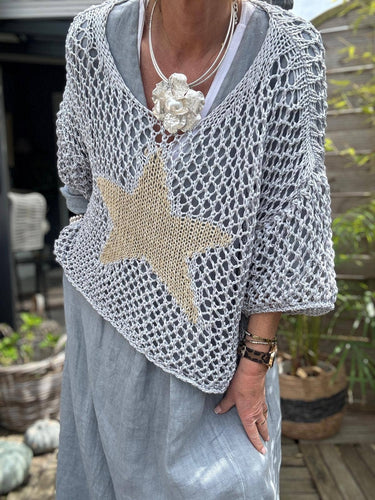 French Cotton Knit Sweater with Star