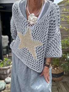 French Cotton Knit Sweater with Star
