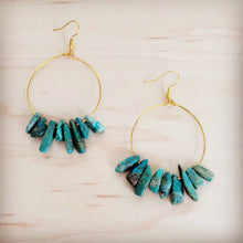 Load image into Gallery viewer, Beaded Hoop Earrings- Genuine Natural Turquoise Stacked Stones