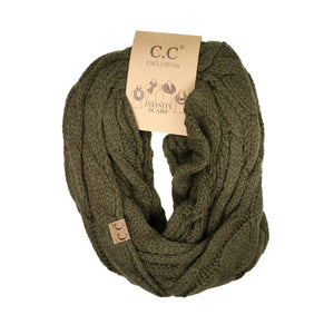 Solid Cable Knit CC Infinity Scarf