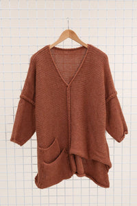 Asymmetric Oversized Sweater with Pocket - made in Italy