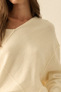 Stella Solid Knit V-Neck Exposed-Seam Sweater