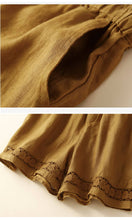 Load image into Gallery viewer, Floral crochet lace patchwork cotton linen shorts
