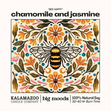Load image into Gallery viewer, "Bee Happy" Chamomile and Jasmine -  Luxury Soy Candle